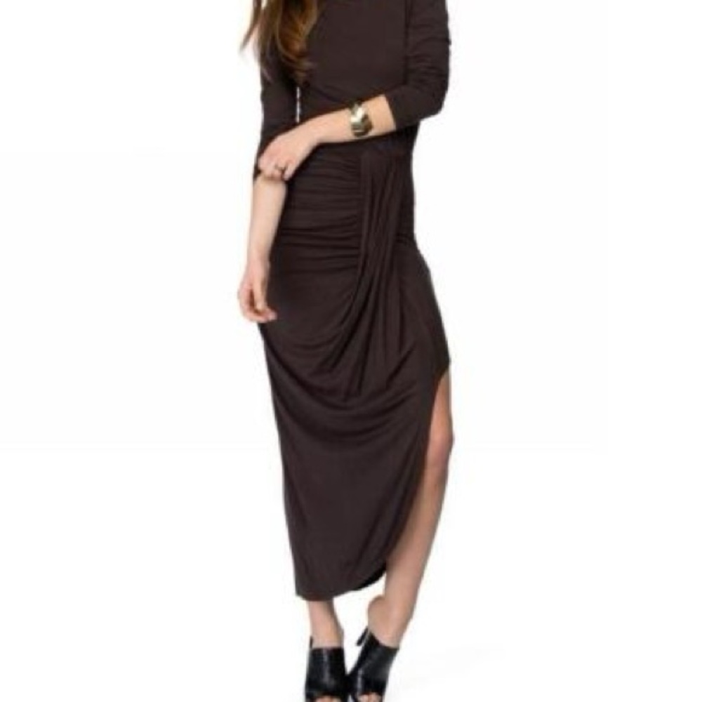 Bless’ed Are the Meek Black Long Sleeve Draped Maxi Dress | Size 1 (Small)